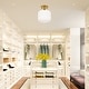 preview thumbnail 18 of 16, River of Goods Ignace Brushed Gold Metal 10.25-Inch Ceiling Light with Frosted White Glass Globe Shade