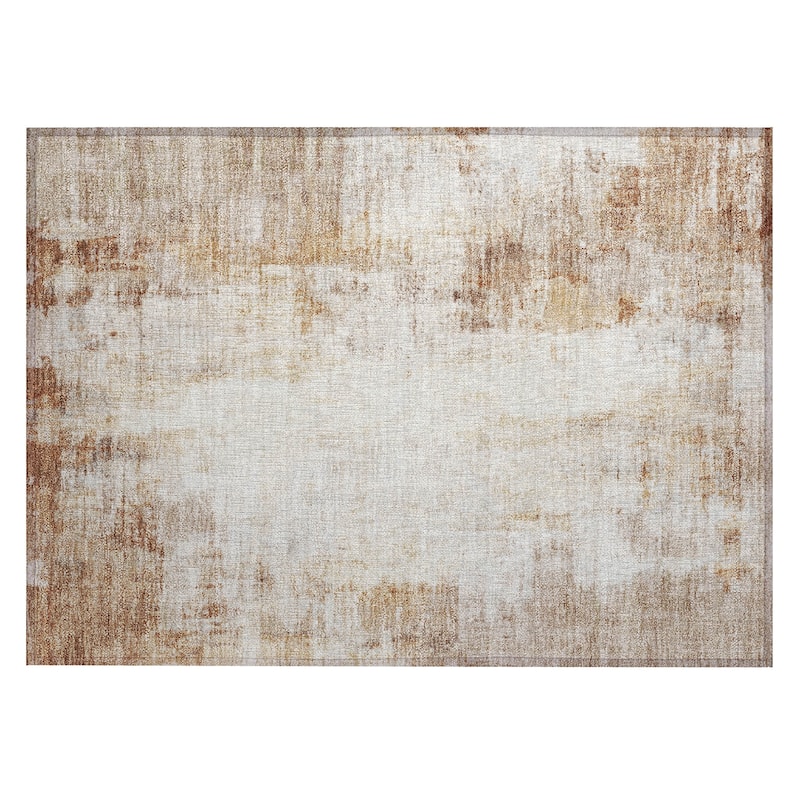 Machine Washable Indoor/Outdoor Abstract Solid Chantille Rug