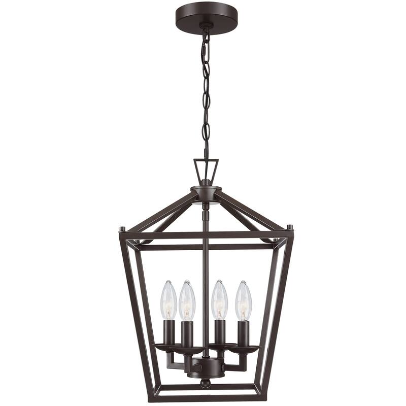 Cage Chandelier 4-Light Lantern Square Light Pendant