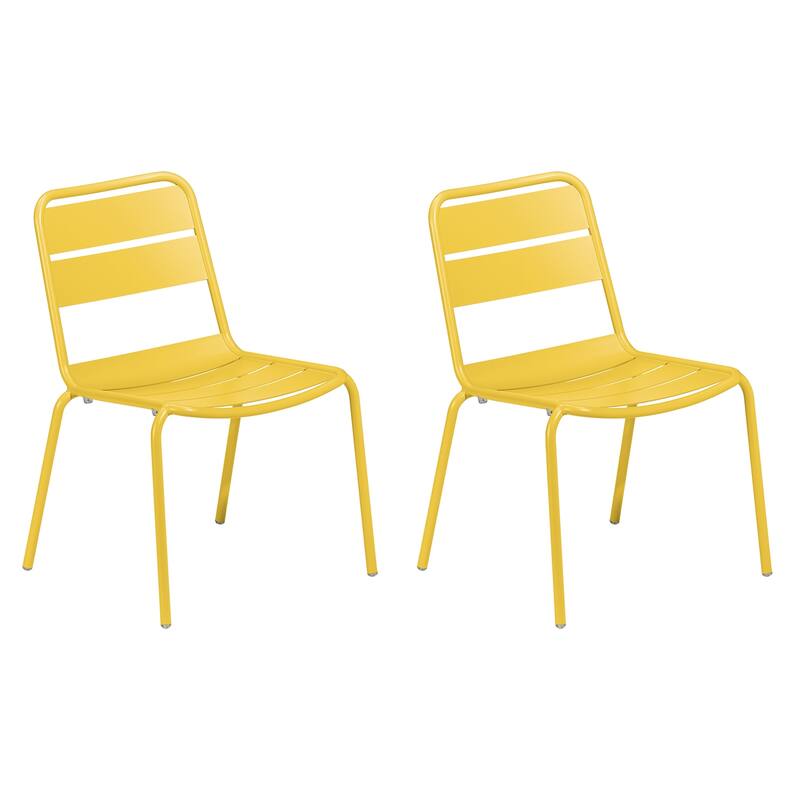 Oxford Garden Kapri 33-inch Coated Aluminum Frame Side Chair - Saffron - Set of 2