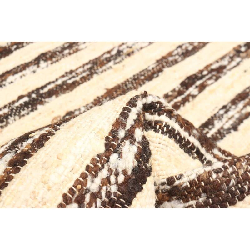 ECARPETGALLERY Braid weave Sienna Beige Wool Rug - 5'5 x 7'3