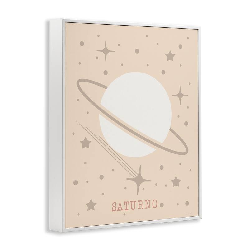 Stupell Minimal Saturn with Stars Framed Giclee Art Design By Daniela Santiago
