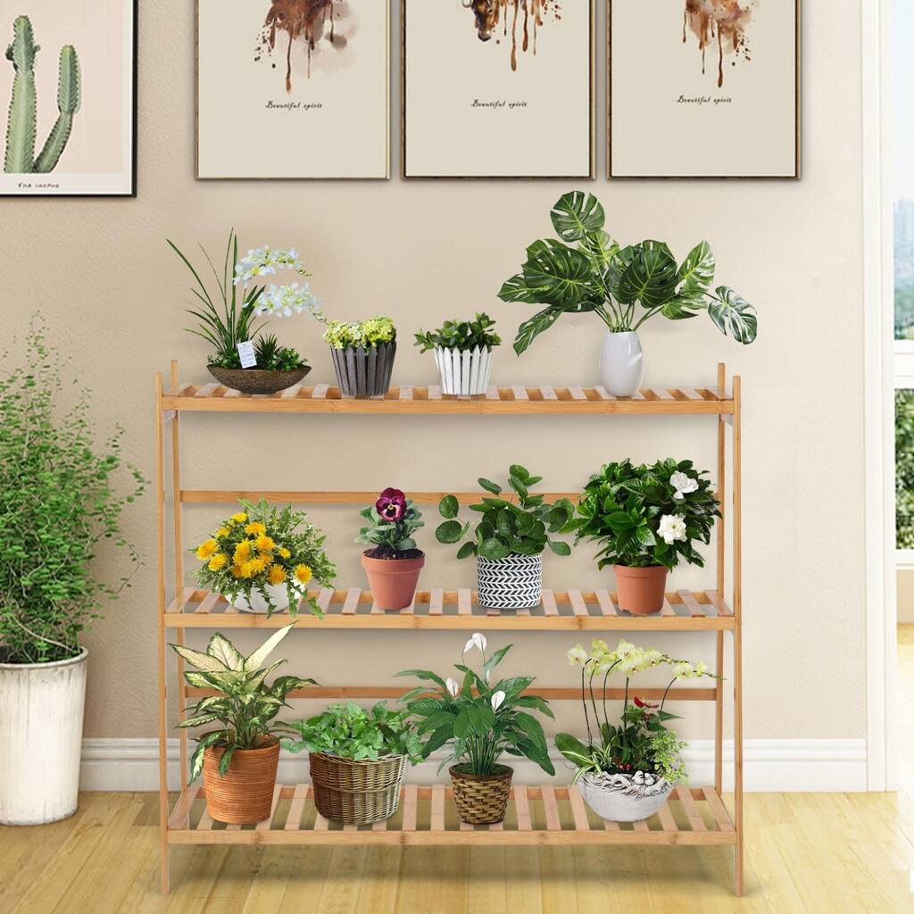 Bamboo Plant Stand Indoor&Outdoor Multiple Flower Pot Holder Shelf RacK