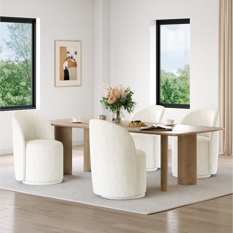 23.5" Wide Swivel Side Chair for Dining Room, Living Room. - Set of 4 - Beige-Chenille