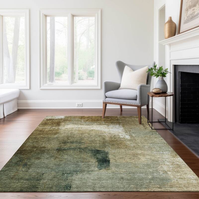 Machine Washable Indoor/ Outdoor Chantille Solid Ombre Rug