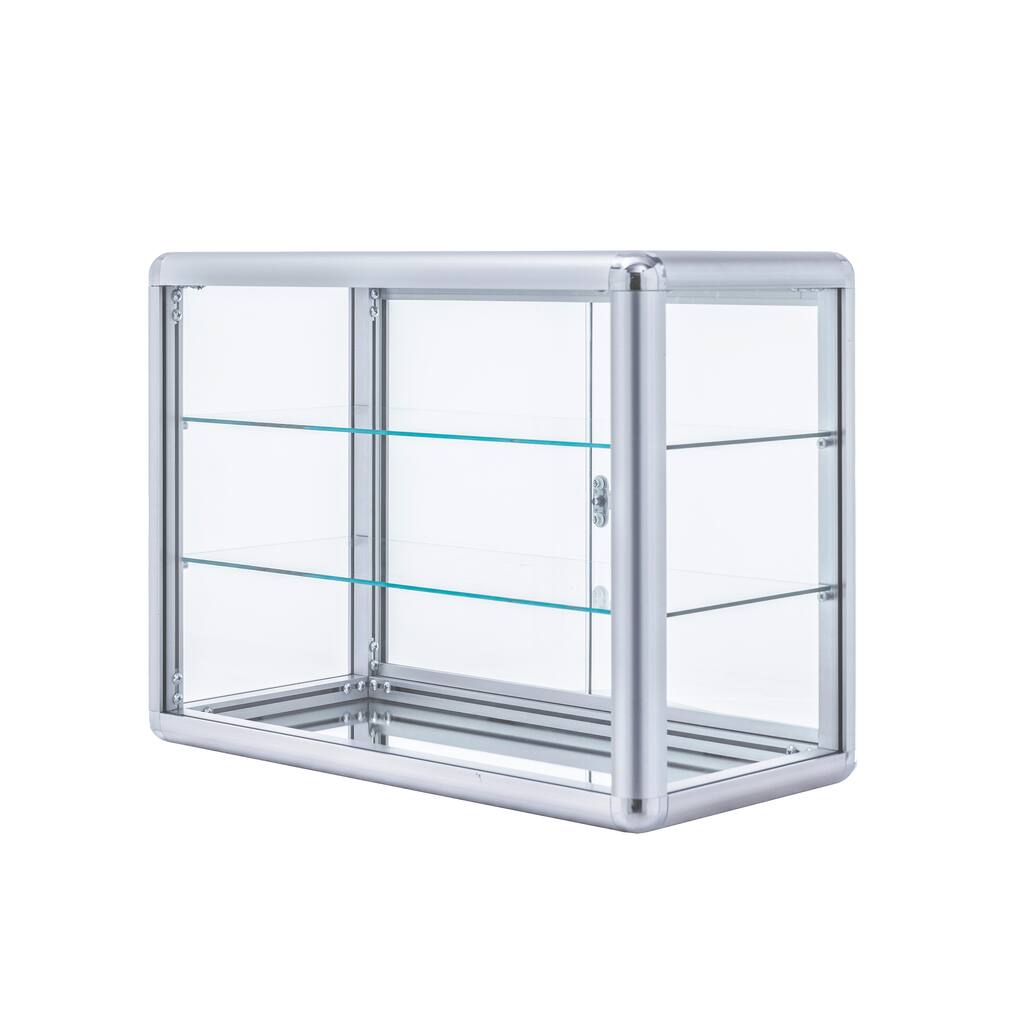 Tempered Glass Door 24-inch Counter Top Display Cabinet with Lock