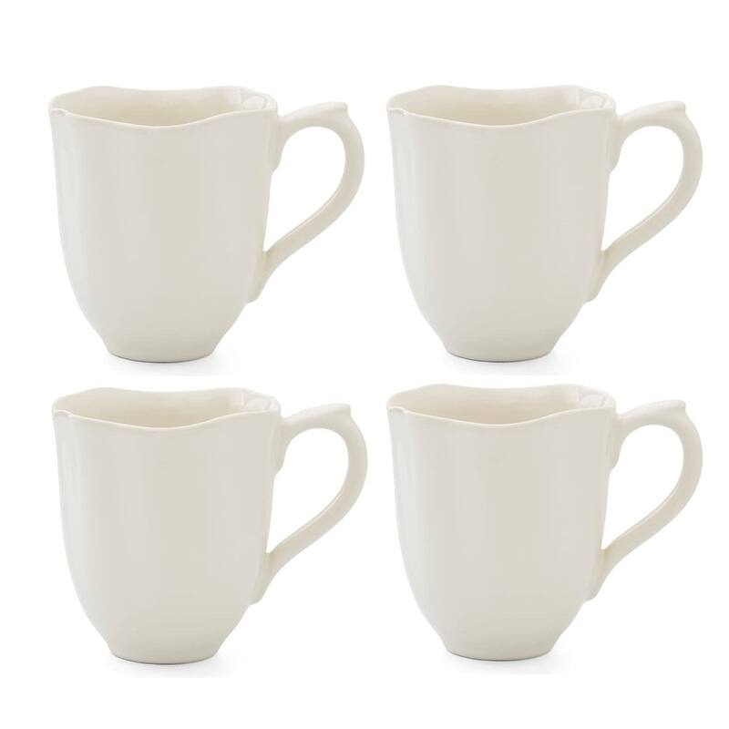 Portmeirion Set of 4 Sophie Conran Floret 14 Ounce Coffee Mugs - Creamy White - 4 Piece