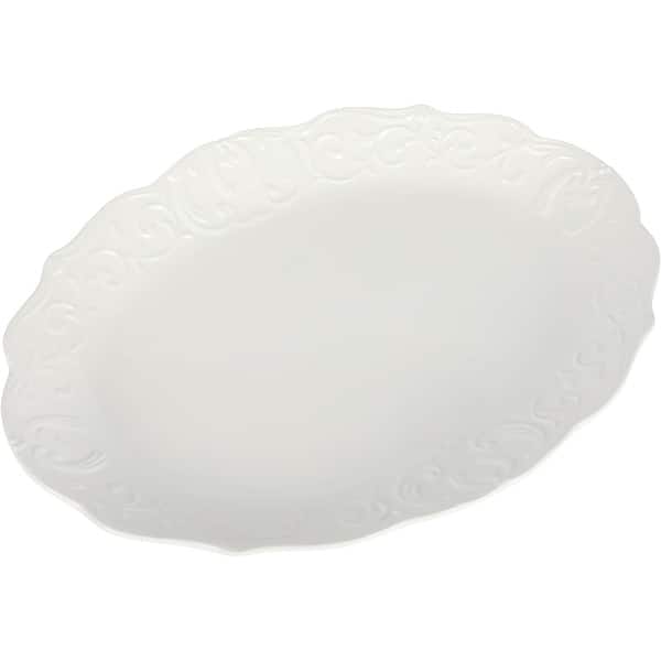 Gibson Home Bountiful 18.75 Inch Oval Durastone Embossed Platter in