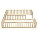 preview thumbnail 10 of 9, Natural Double Twin Size Pine Wood Floor Bed with Guardrails