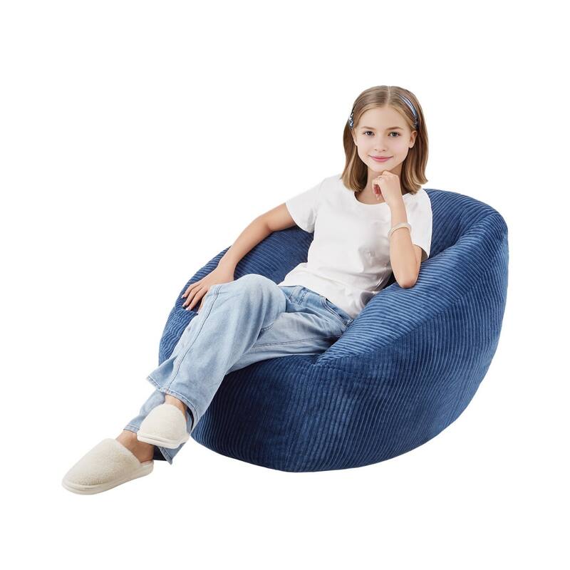 3FT Bean Bag Chair with Armrests and Pocket Soft Foam Blue Seat - 35.43 x 33.46 x 31.10 inches