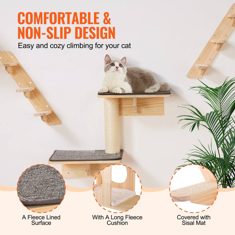 Wall Mounted Cat Shelves, Cat Wall Shelves and Perches with Jumping Boards, Hammock, Sofa, Cat Tree & Cat Grip