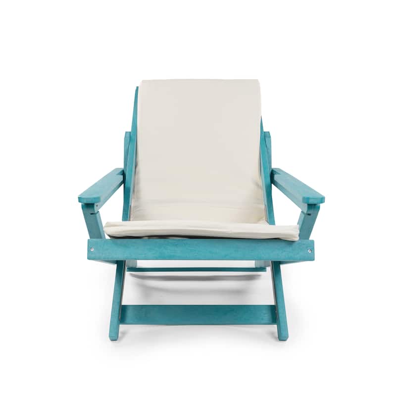 Aspen Fully Assembled All-Weather HDPE Outdoor Folding Lounge Chair with Removable Cushion
