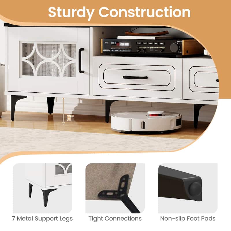 Costway 71" TV Stand for TVs up to 80" with Open Compartment Side