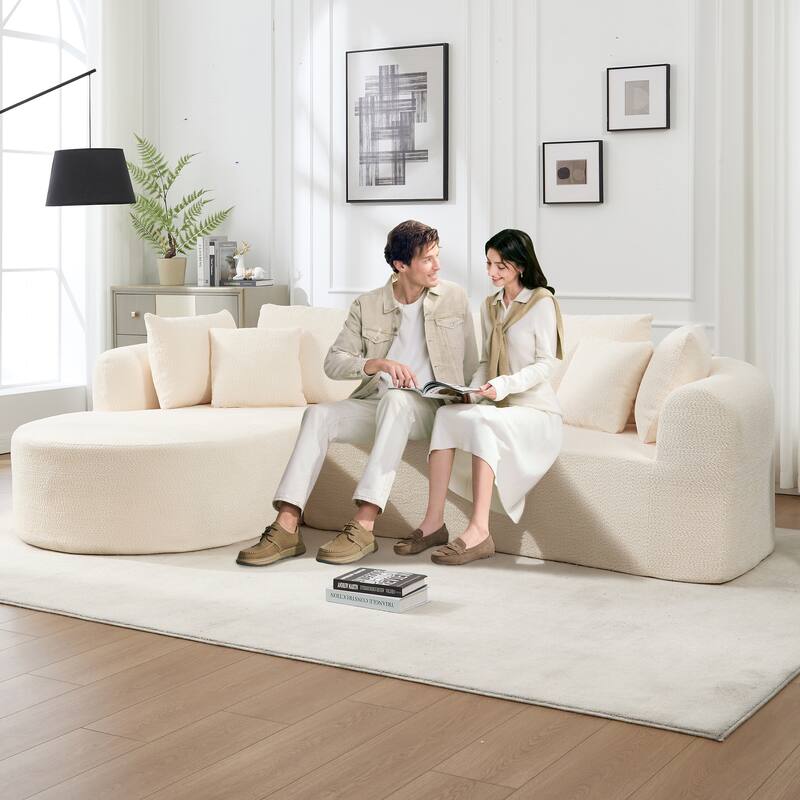 109" Cloud Sectional Couch, Boneless L-Shaped Sofa with Chaise, Corduroy Upholstery, Memory Foam