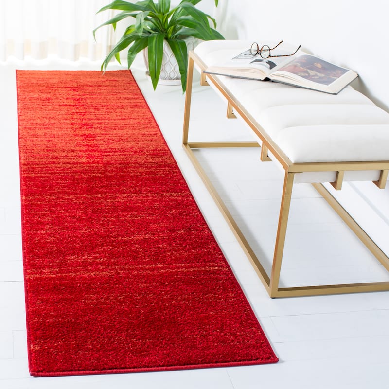 SAFAVIEH Adirondack Vera Modern Ombre Distressed Area Rug - 2'2" x 9' Runner - Red/Grey
