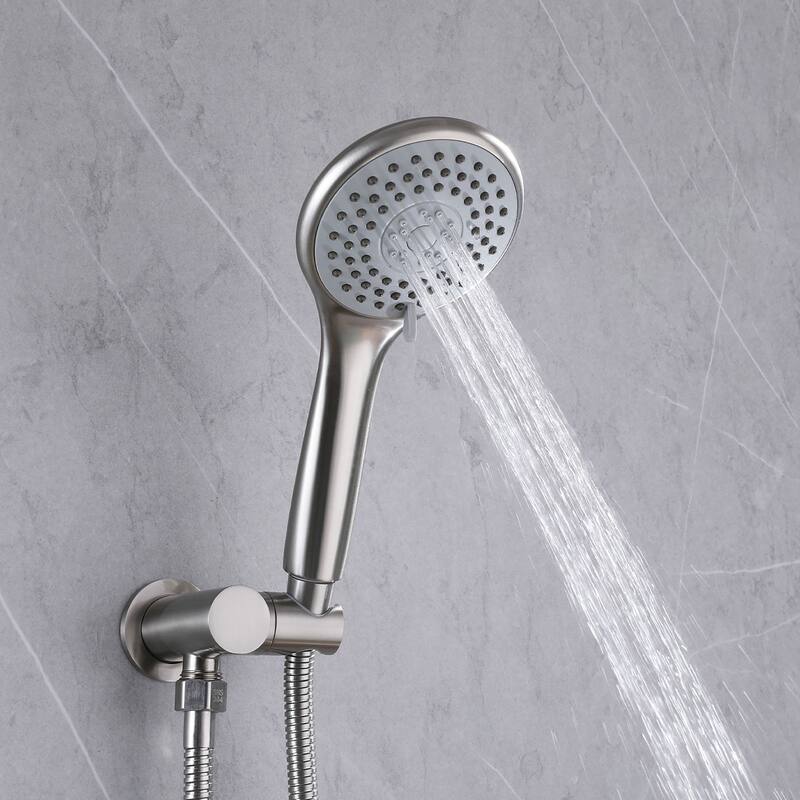 Modern Brushed Wall Mount Dual Shower Head Hand Shower Set