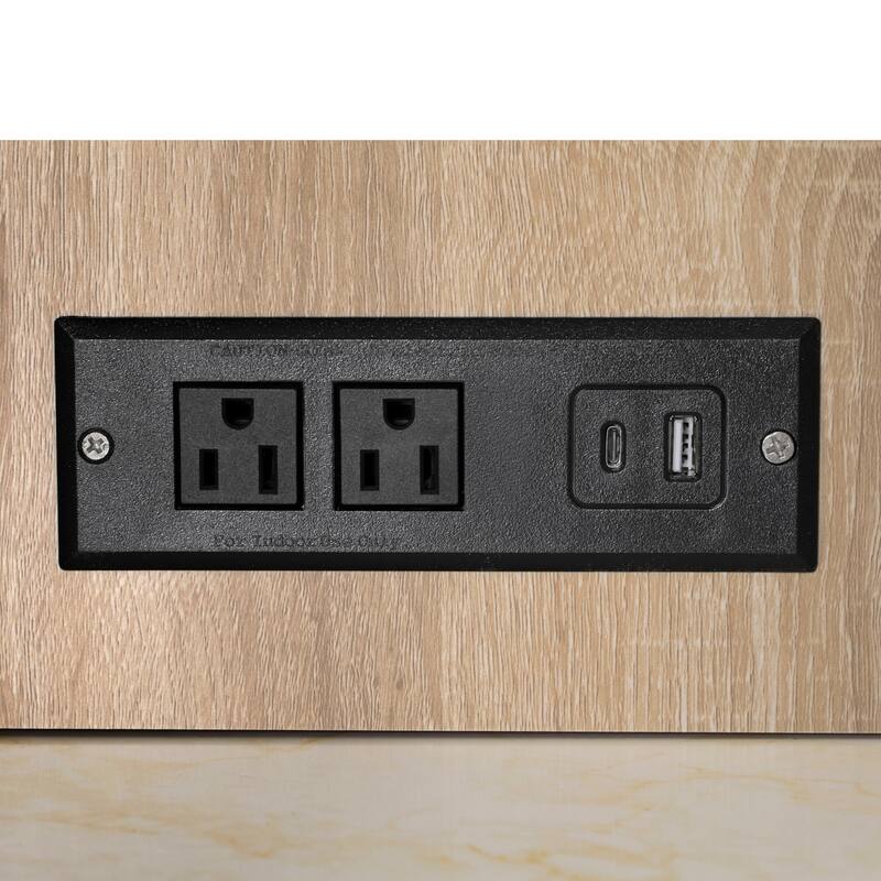 Roomfitters 82.6" Fluted Kitchen Island with 51" Extendable Dining Table for 4-6, Power Outlet