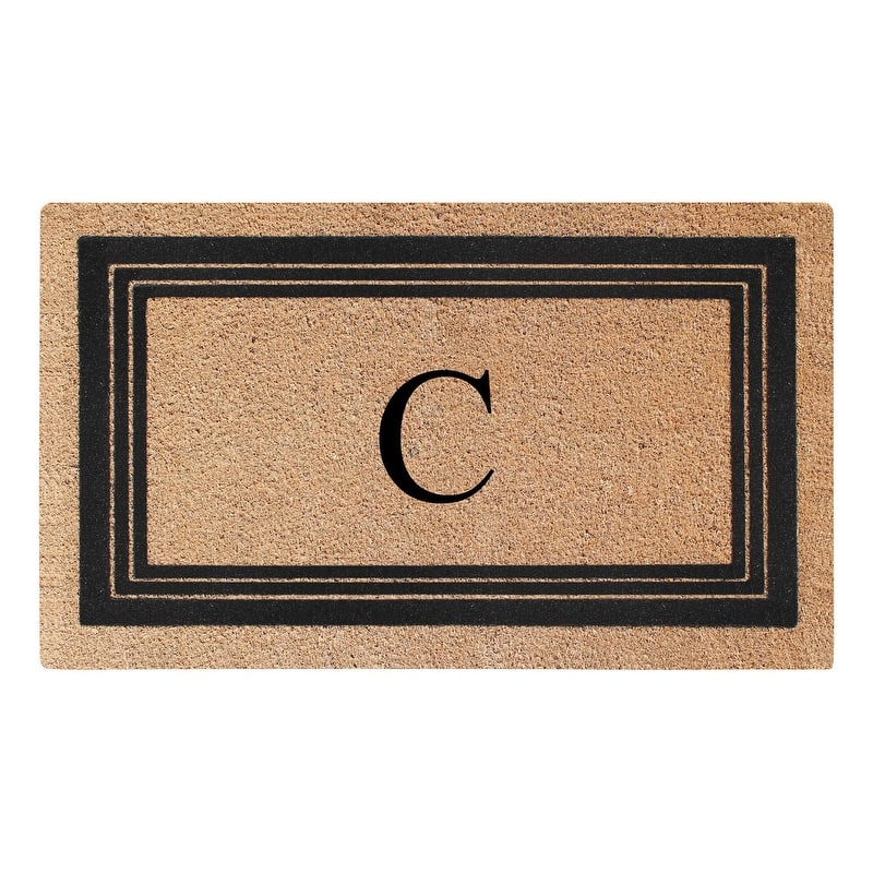 A1HC Natural Coir Monogrammed Entrance Door Mats, Durable Large Outdoor Rug, Non-Slip, Flock Doormat 18"X30" - C