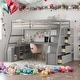preview thumbnail 1 of 7, Twin Size Loft Bed With 7 Drawers,2 Shelves and Desk for Home Grey