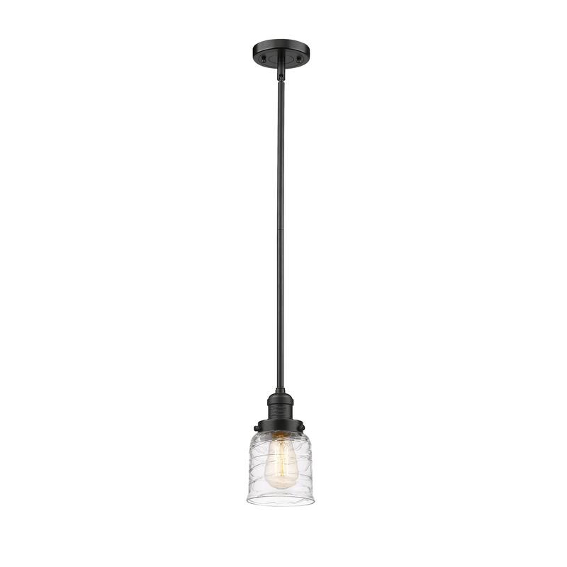 Innovations Lighting Franklin Restoration Bell - 1 Light 5" Stem Hung Mini Pendant - Deco Swirl/Oil Rubbed Bronze