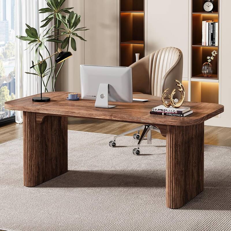 62-Inch Wood Rectangular Executive Desk Large Modern Conference Table for Home Office Boardroom