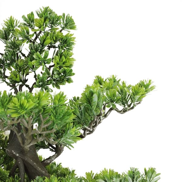 Shop 21 Artificial Japanese Bonsai Tree In Round Stone Pot Overstock 16551475