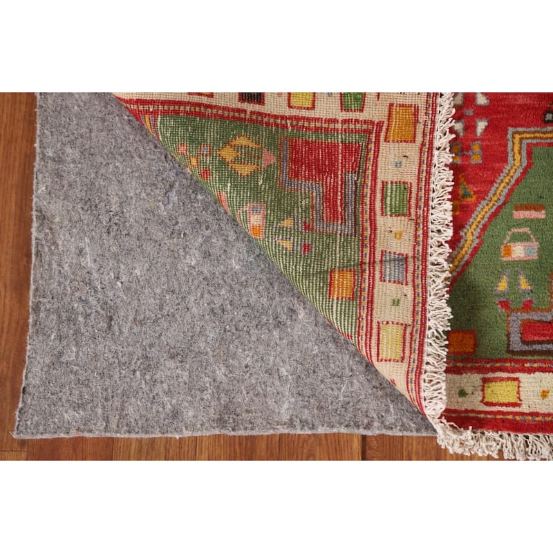 Geometric Red Abadeh Persian Vintage Area Rug Handmade Wool Carpet - 2'3"x 3'6"