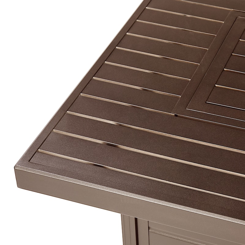 Rectangular 48 in. x 36 in. Aluminum Propane Fire Pit Table, Glass Beads, Two Covers, Lid, 57,000 BTUs - N/A
