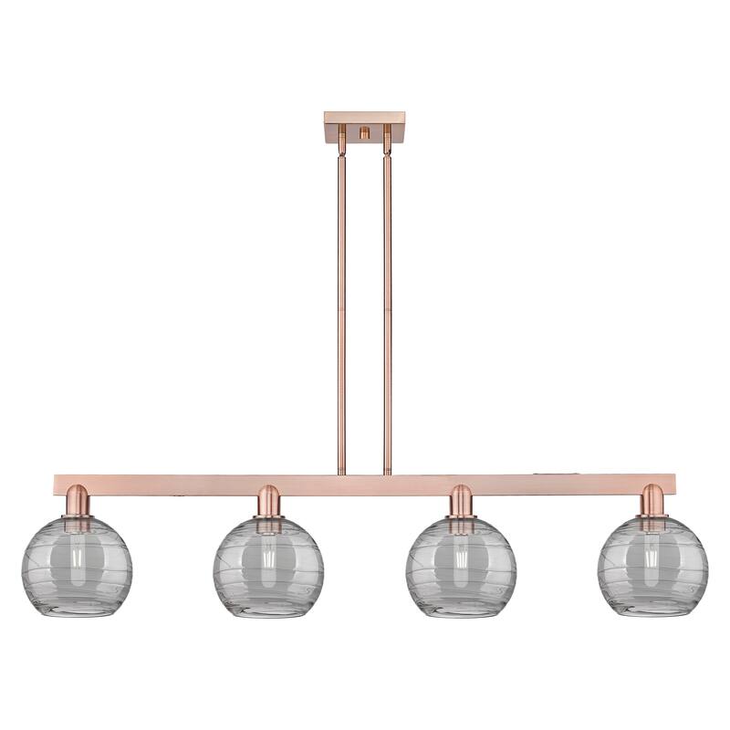 Innovations Lighting Endless Possibilities Arcadia - Athens Deco Swirl - 4 Light 51" Stem Hung Island Light - Antique Copper