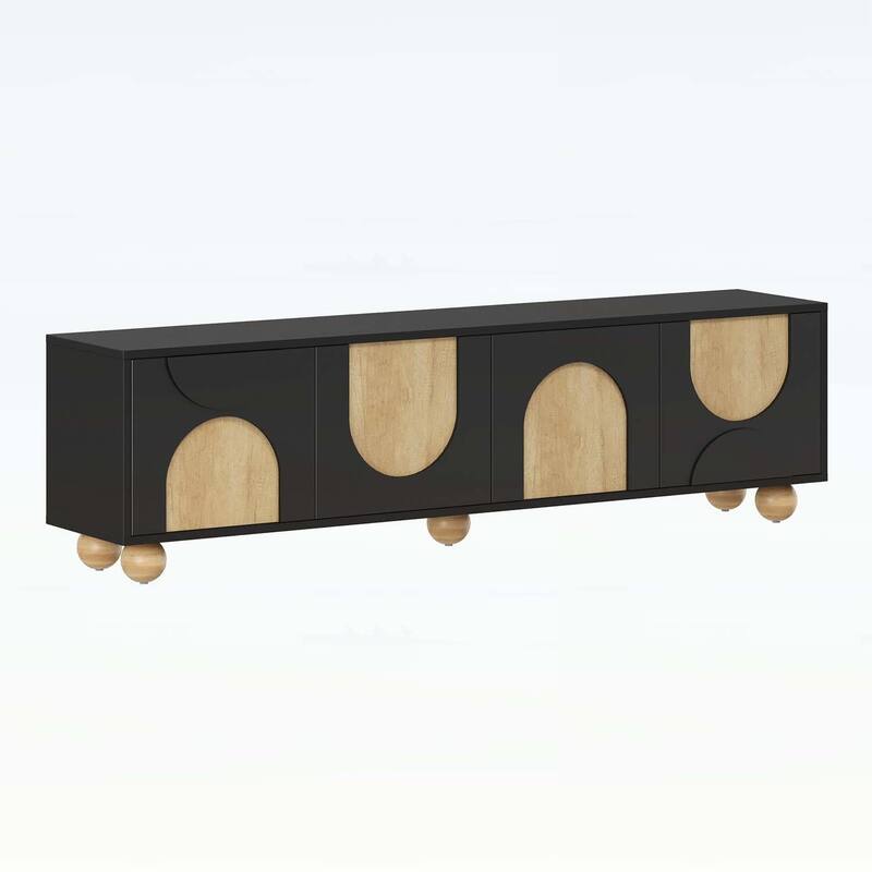 Farmhouse TV Stand with Cable Holes for TVs up to 75