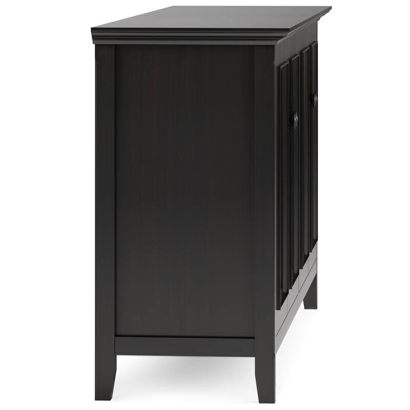 WYNDENHALL Halifax SOLID WOOD 66" Wide Transitional Wide 4Door Storage Cabinet in Hickory Brown - 18"d x 66" w x 34"h