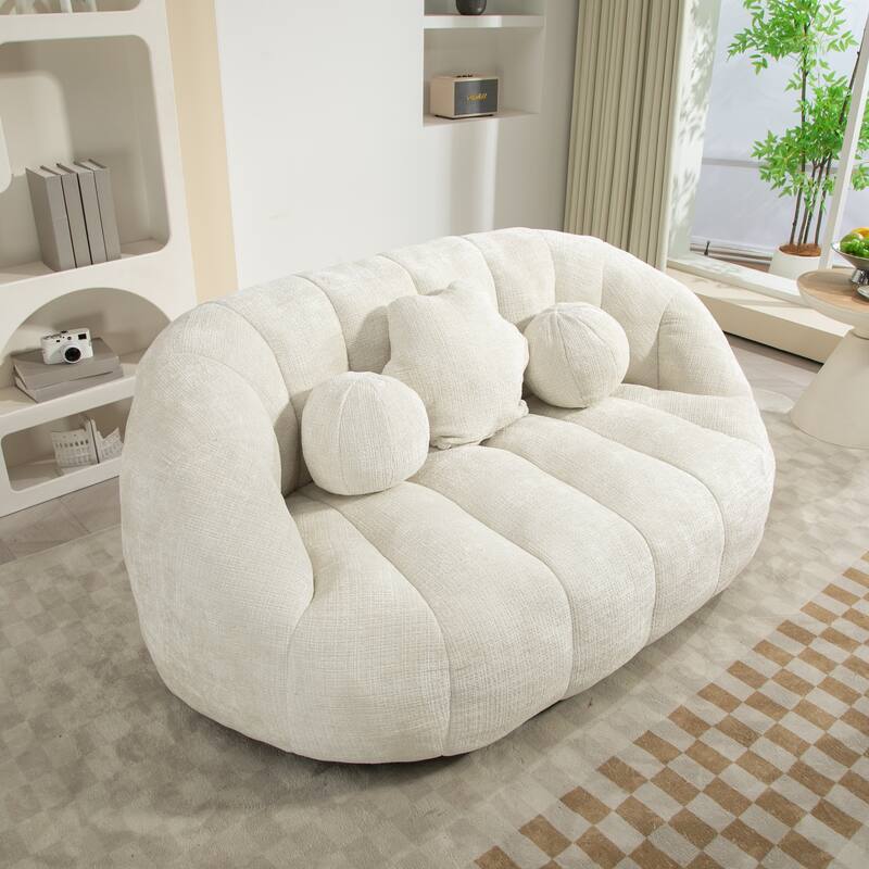 Bean Bag Sofa Lazy Sofa in White Chenille for Adults and Kids - Multi-Color