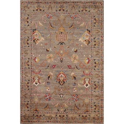 Brown Vegetable Dye Ziegler Oriental Rug Hand-Knotted Wool Carpet - 3'11" x 6'1"