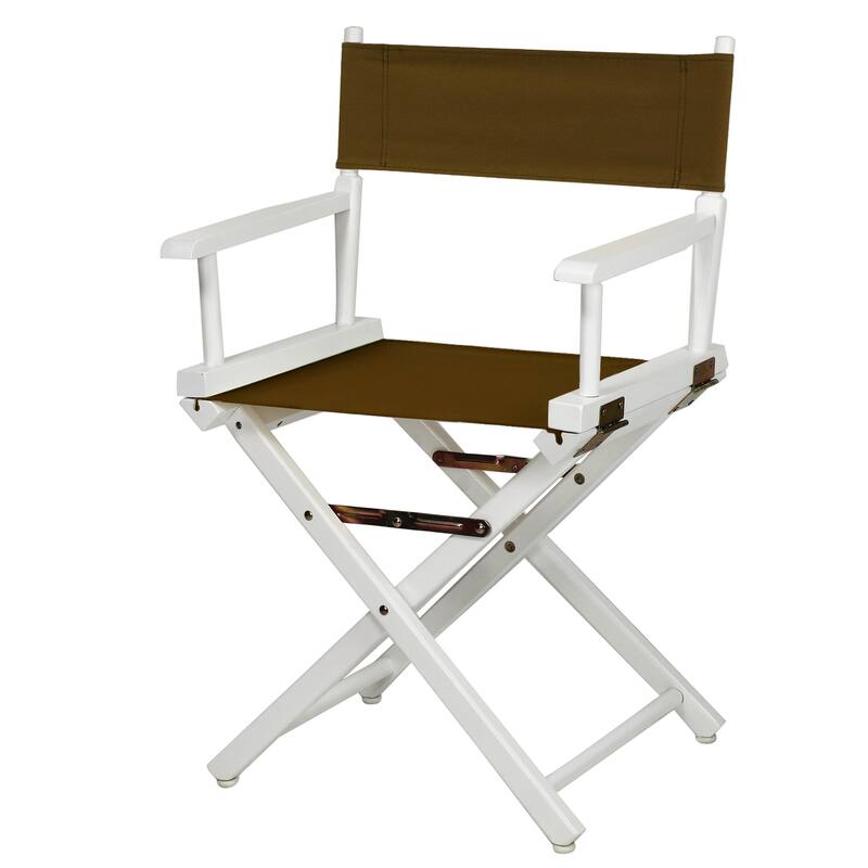 White Frame 18-inch Director's Chair - 33.75"h x 21.75"w x 17"d - 33.75"h x 21.75"w x 17"d - Brown