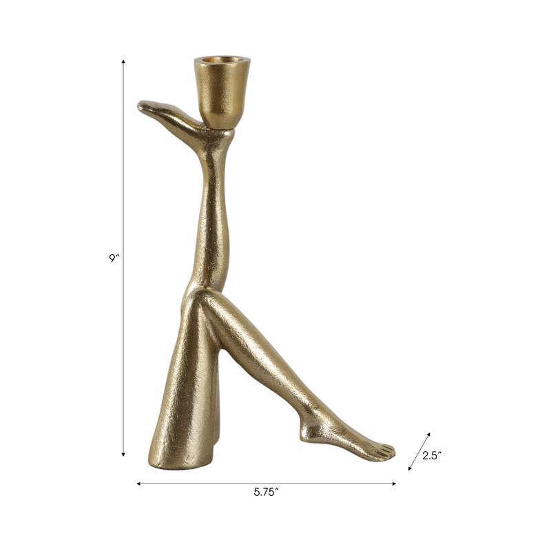 Metal Bent Legs Modern Taper Candle Holder - Gold