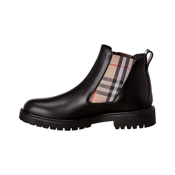 burberry vintage check detail leather chelsea boots