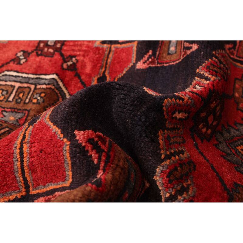 ECARPETGALLERY Hand-knotted Anadol Dark Navy, Red Wool Rug - 3'7 x 10'0