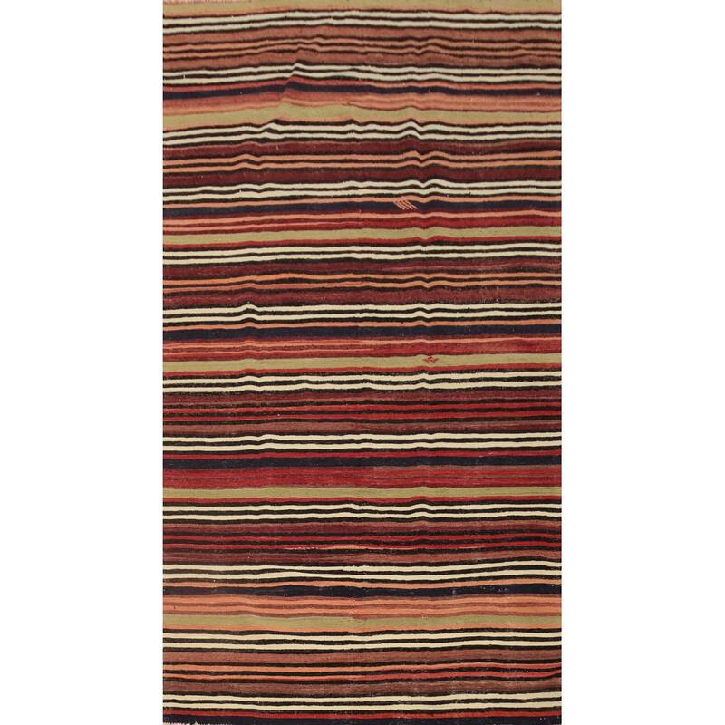 Hand Woven Oriental 100% Wool Carpet Southwestern Tribal Multi-Colored Kilim Area Rug - 9' 3'' X 4' 11''