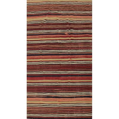 Hand Woven Oriental 100% Wool Carpet Southwestern Tribal Multi-Colored Kilim Area Rug - 9' 3'' X 4' 11''