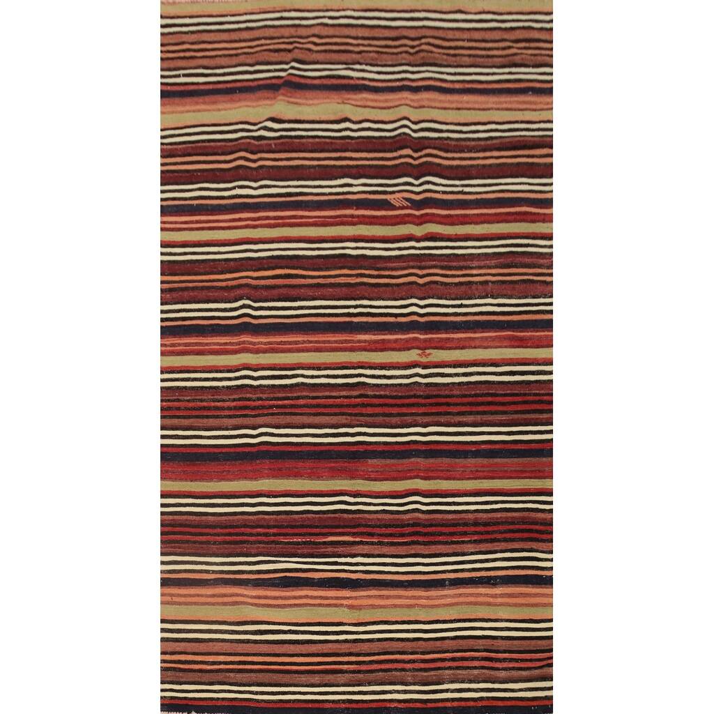 Hand Woven Oriental 100% Wool Carpet Southwestern Tribal Multi-Colored Kilim Area Rug - 9' 3'' X 4' 11''