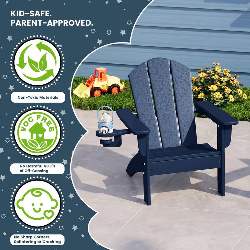 Laguna Kids Outdoor Poly Adirondack Chair with Side Table 3-Piece Set