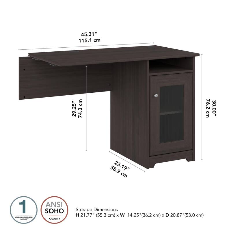 Bush Furniture Cabot Desk Return with Storage for Home Office Desk