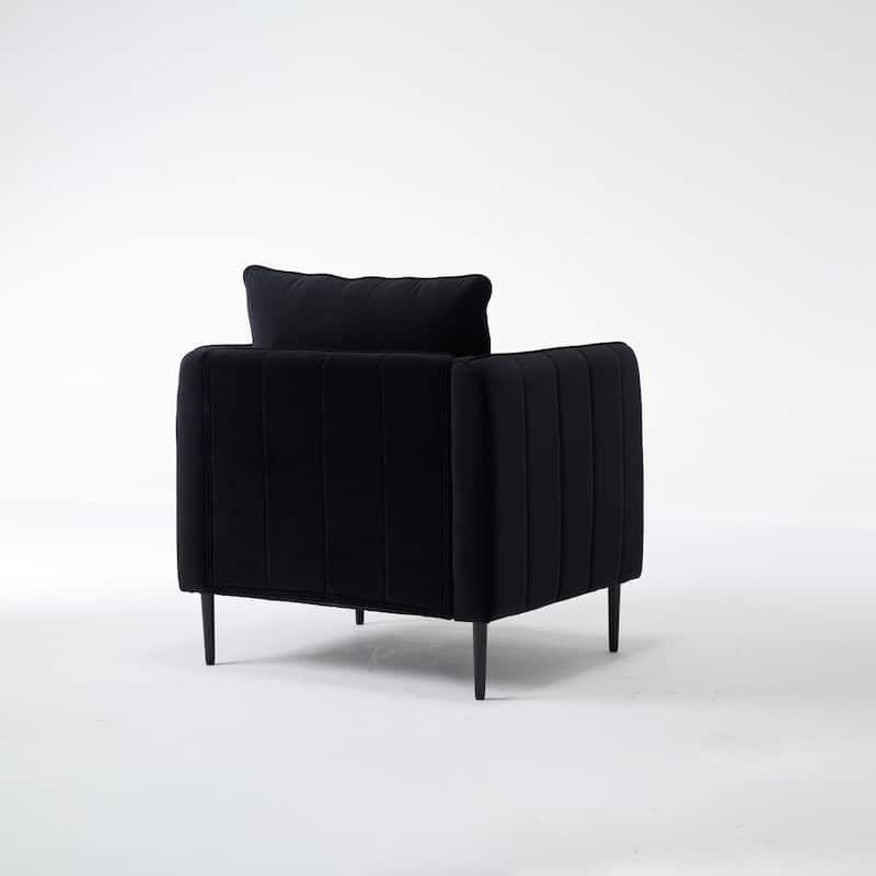 Accent Chair For Living Room, Velvet Comfy Single Sofa Chair Mid-Century Modern Armchair With 1 Pillow And Metal Legs