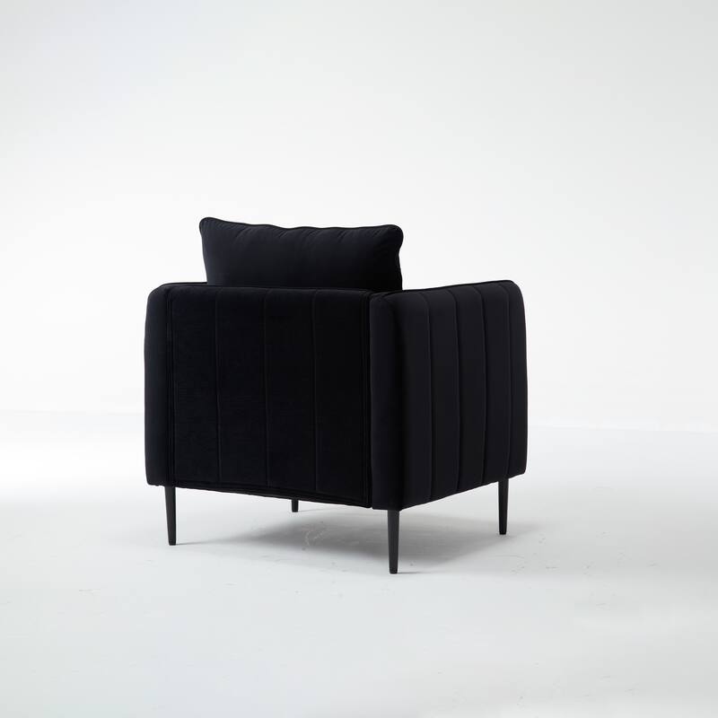 Accent Chair for Living Room, Velvet Comfy Single Sofa Chair Mid-Century Modern Armchair with 1 Pillow and Metal Legs