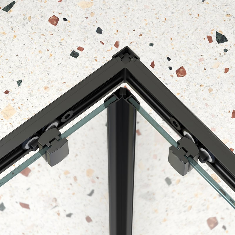 34.625"x72" Neo-Angle Pivot Shower Enclosure in Matte Black