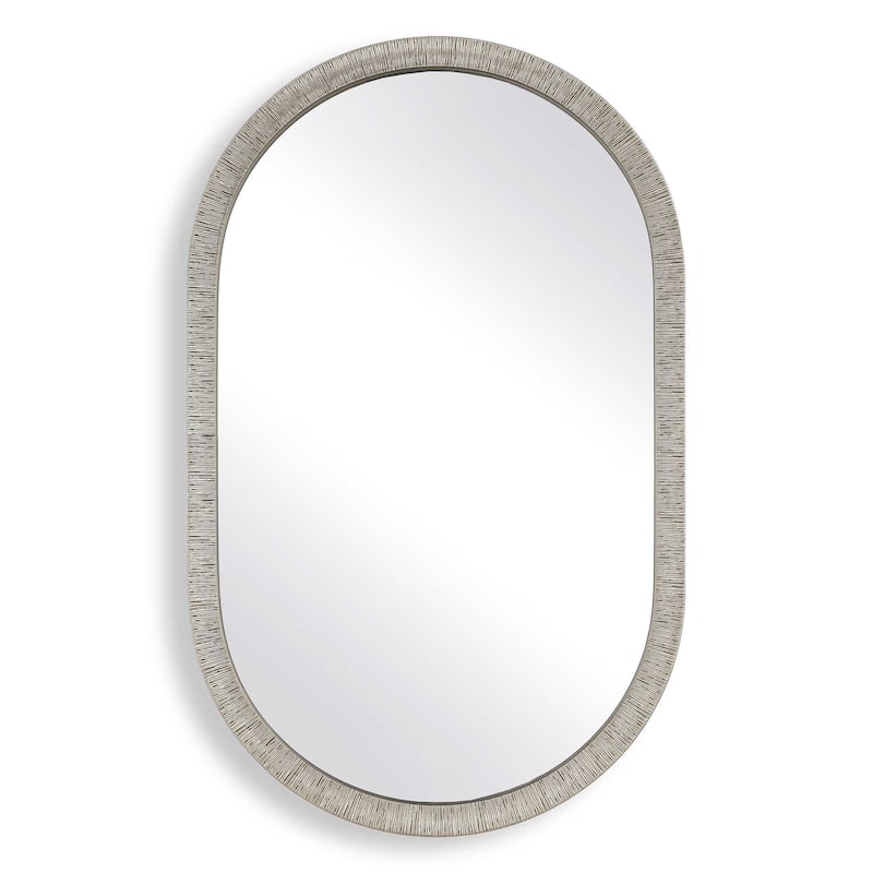 Copper Grove Silver Black Aluminum Oval Wall Mirror - Silver