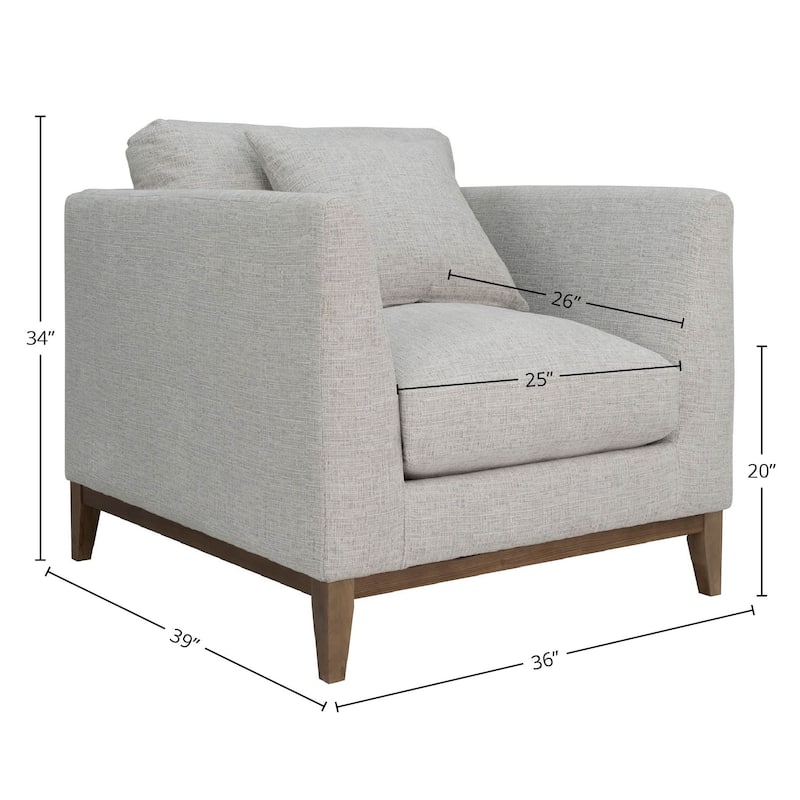 Plush Upholstered Club Chair, Woven Tweed Neutral