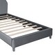 preview thumbnail 31 of 30, Velvet Upholstered Bear Ear Platform Bed, Eye-catching Design, Sturdy Frame