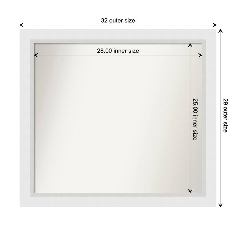 Blanco White Framed Non-Beveled Custom Wall Mirror, Bathroom Vanity Mirror - Outer Size: 32.25 x 29.25