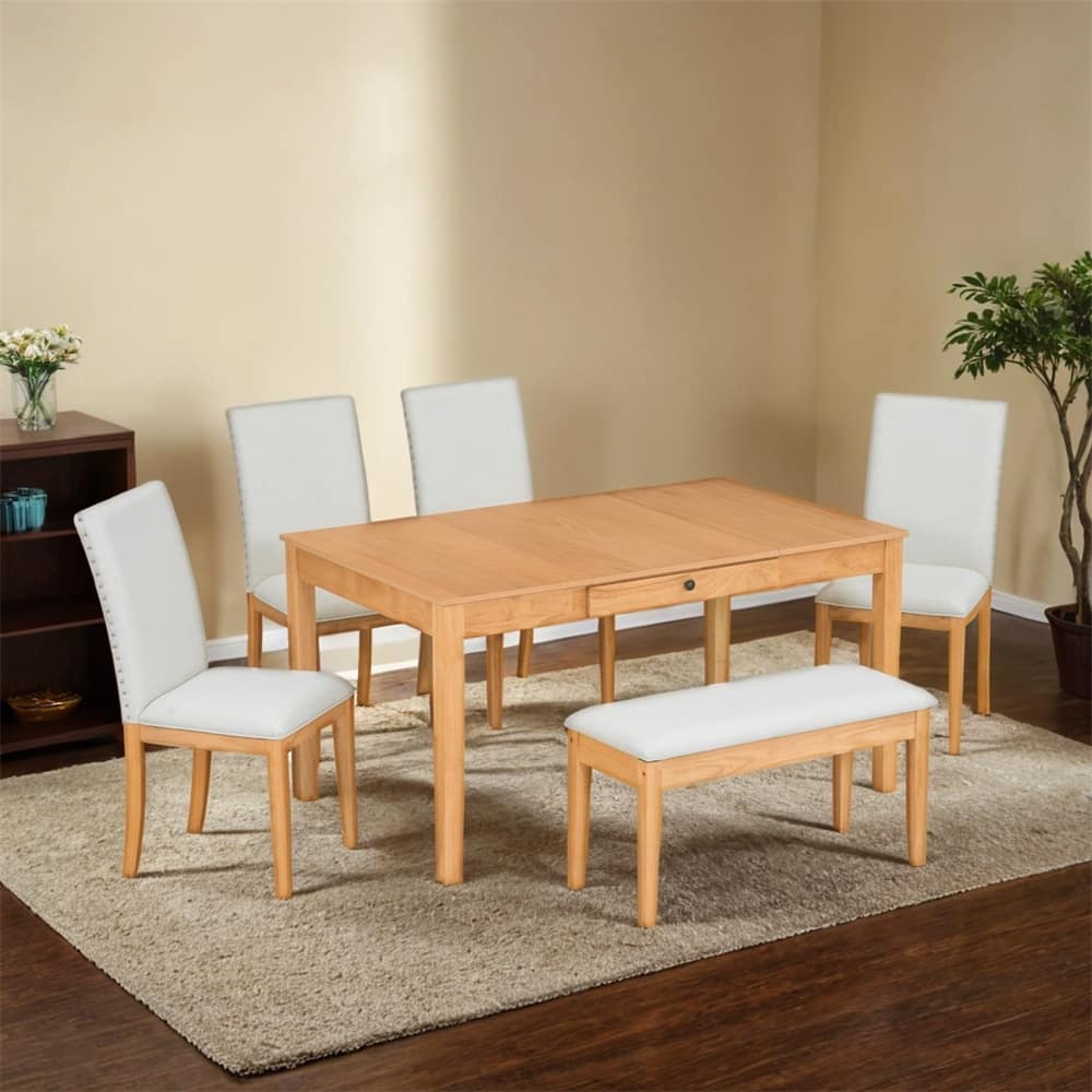 Farmhouse Dining Table Set,w/Storage Table,Storable Bench&Chairs,6 PCS